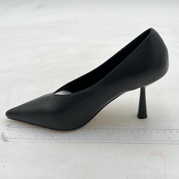 Milooey shoes Black Pointed Toe Slip On Pump Sexy V Cut Heels Prom Dress Shoes - Picture 2 of 8
